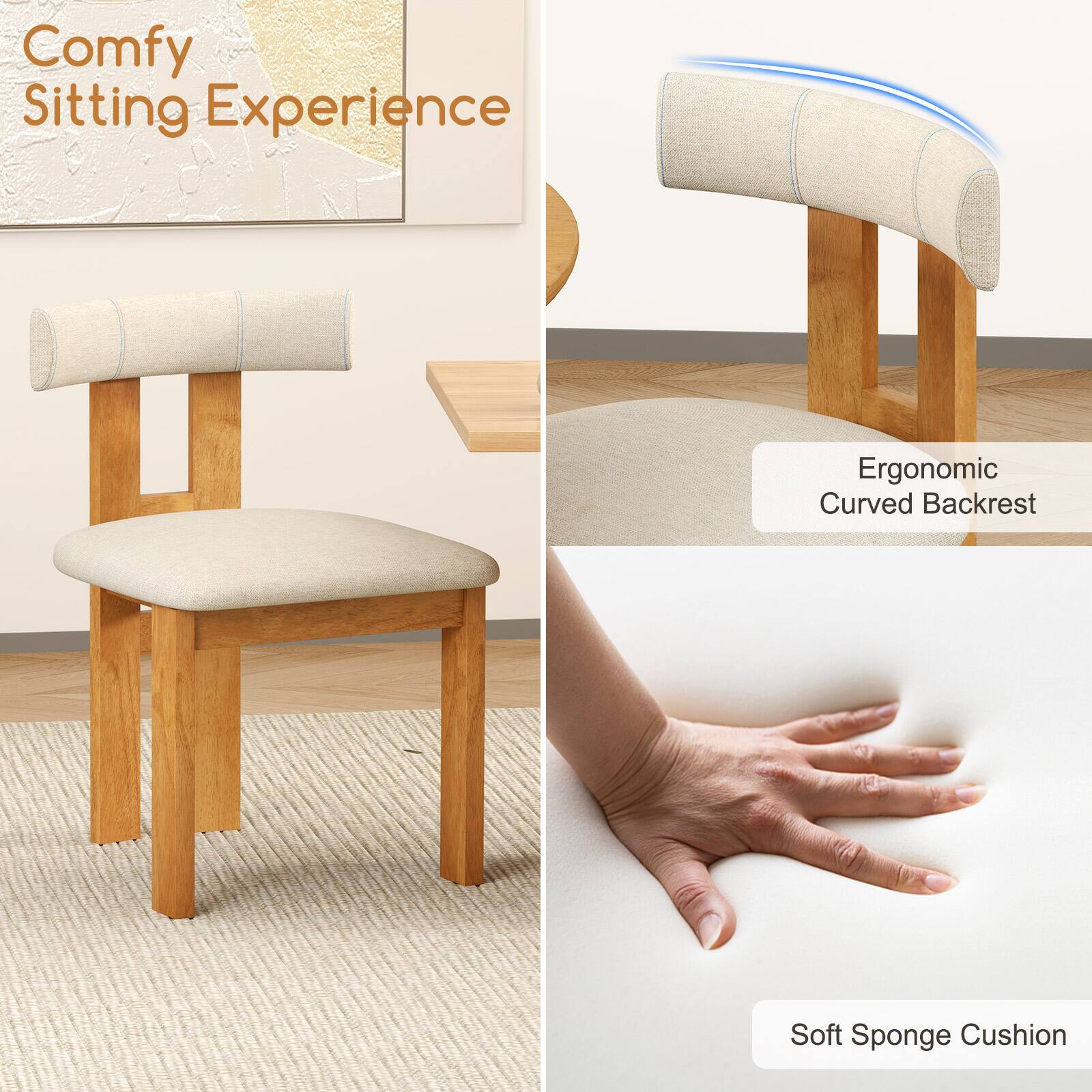 Comfy Sitting Experience

Ergonomic Curved Backrest

Soft Sponge Cushion