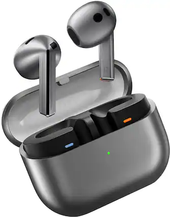 Front. Samsung - Galaxy Buds3 Wireless Earbud Headphones - Silver.