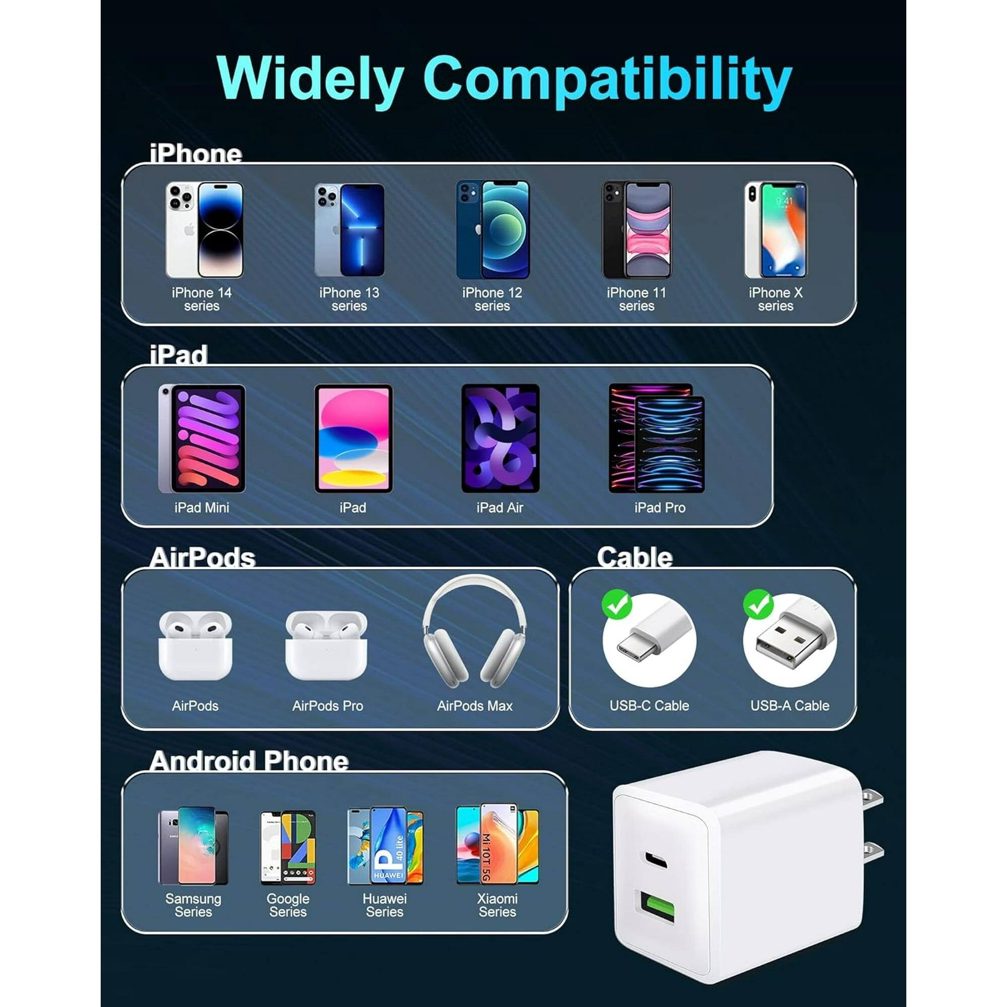 Widely Compatibility

iPhone  
- iPhone 14 series  
- iPhone 13 series  
- iPhone 12 series  
- iPhone 11 series  
- iPhone X series  

iPad  
- iPad Mini  
- iPad  
- iPad Air  
- iPad Pro  

AirPods  
- AirPods  
- AirPods Pro  
- AirPods Max  

Cable  
- USB-C Cable  
- USB-A Cable  

Android Phone  
- Samsung Series  
- Google Series  
- Huawei Series  
- Xiaomi Series  

HERNE  
- MI10T_SG 1G