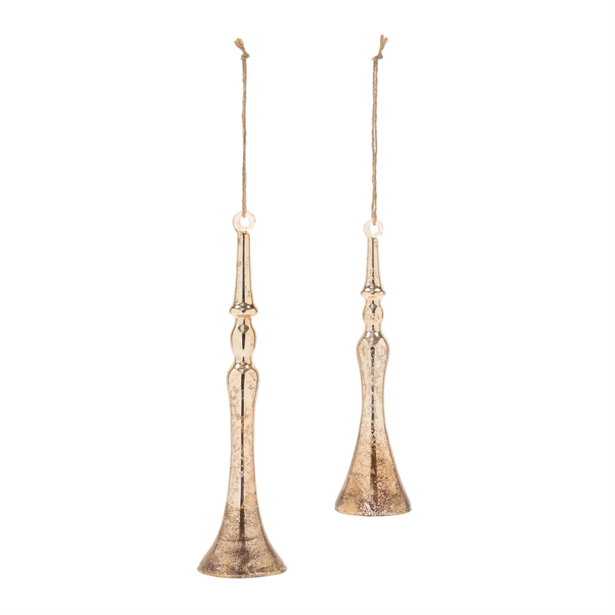 Angle. BreeBe - Horn Ornament (Set of 12) - Gold, Brass.