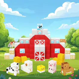 PicassoTiles - PICASSO-TILES 72 PC Farm House Theme Magnetic Building Puzzle Cubes Set for Kids