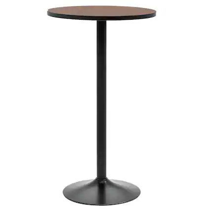 Front. Homcom - 42" H Bar Height Round Bar Table, Rustic Industrial Pub Table, Elm Wood Top Bistro Table with Metal Base - Black, Brown.