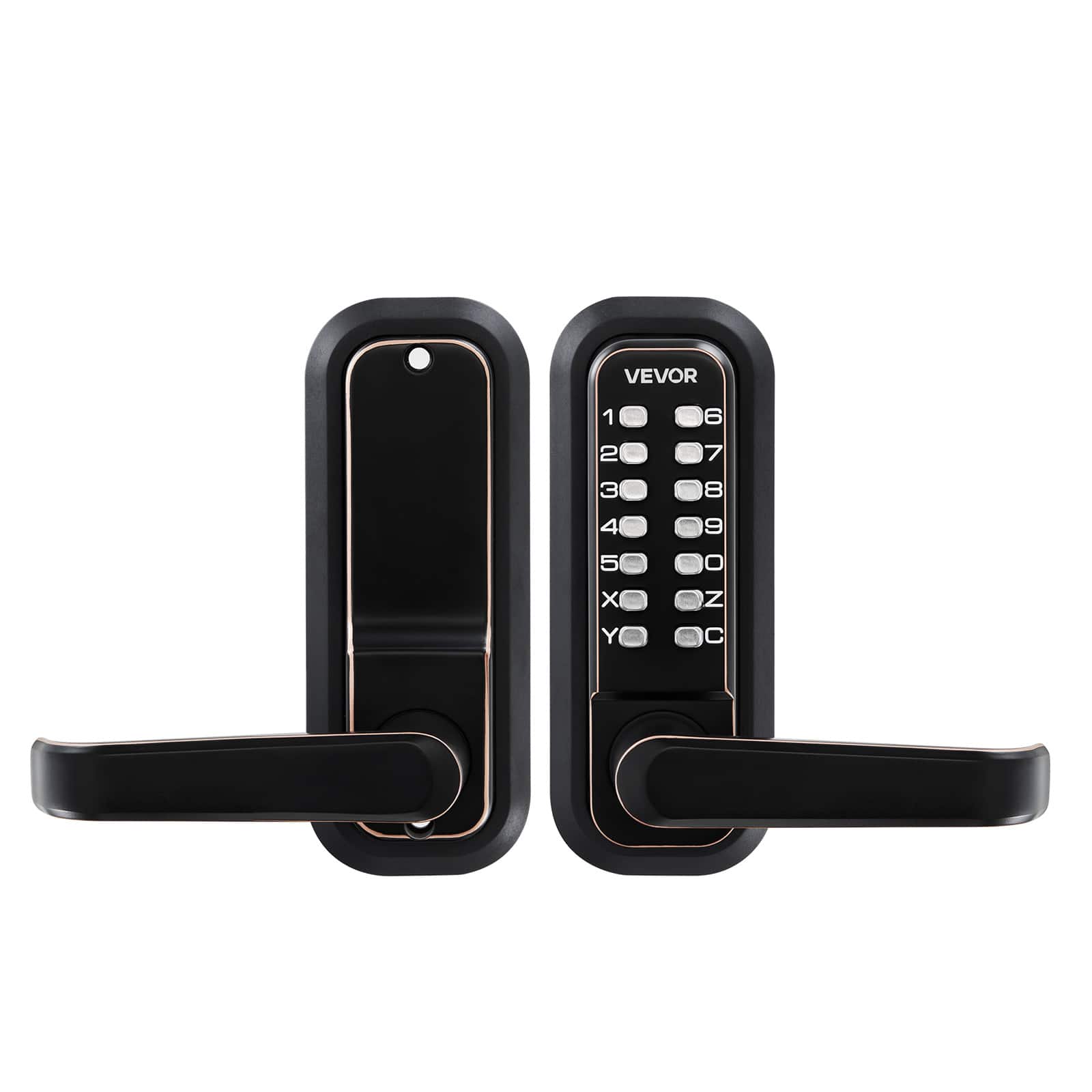 VEVOR - Mechanical Keyless Entry Door Lock, 2.0 Code Upgrade, 4-7 Digits Code, Single-Sided Push Button Combination Keypad - Oil-Rubbed Bronze
