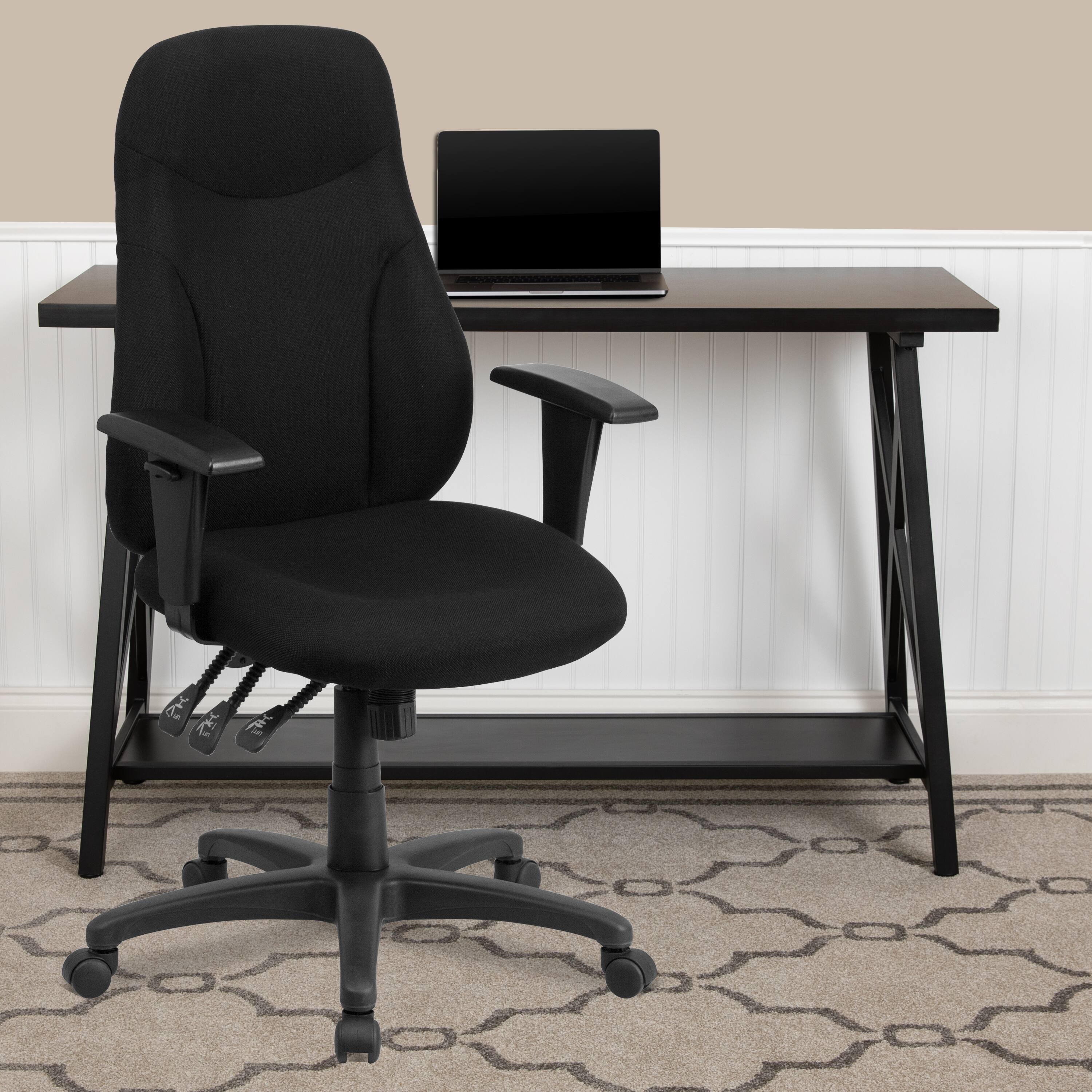 Alt View 1. Emma + Oliver - High Back Fabric Multifunction Swivel Ergonomic Task Office Chair with Adjustable Arms - Black.