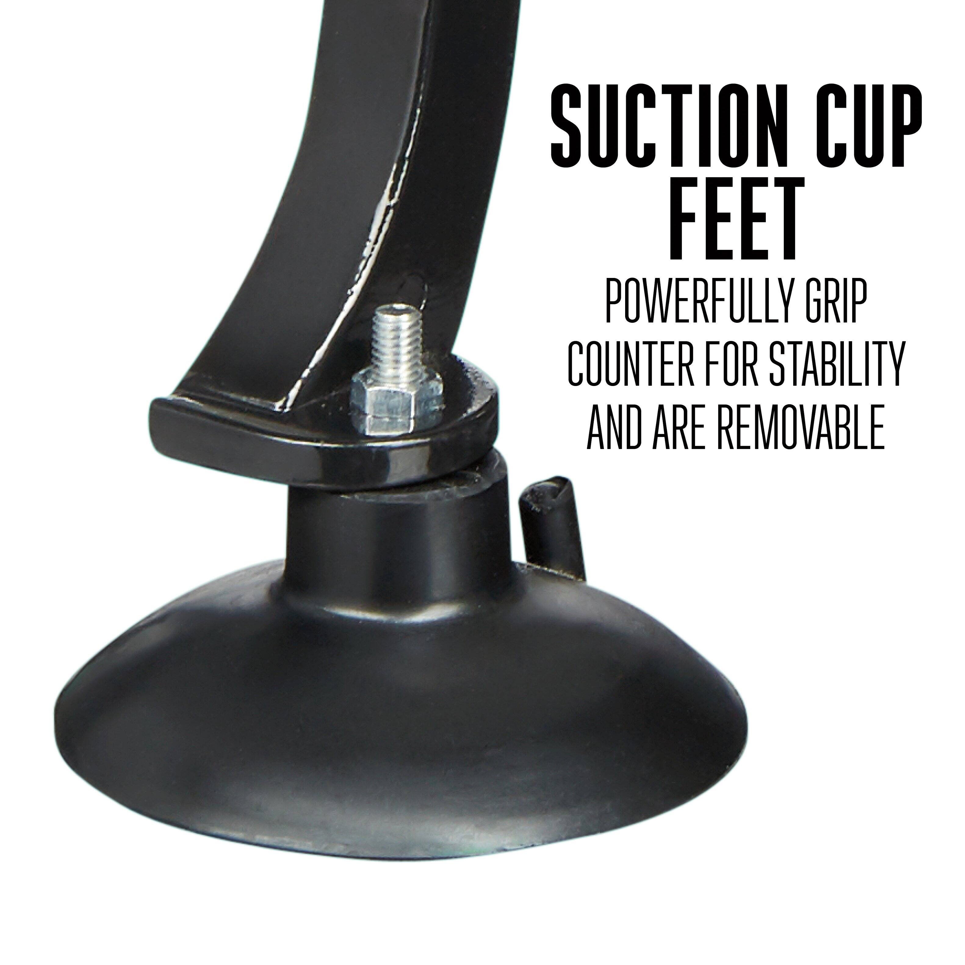 Suction Cup Feet  
Powerfully Grip Counter for Stability and Are Removable