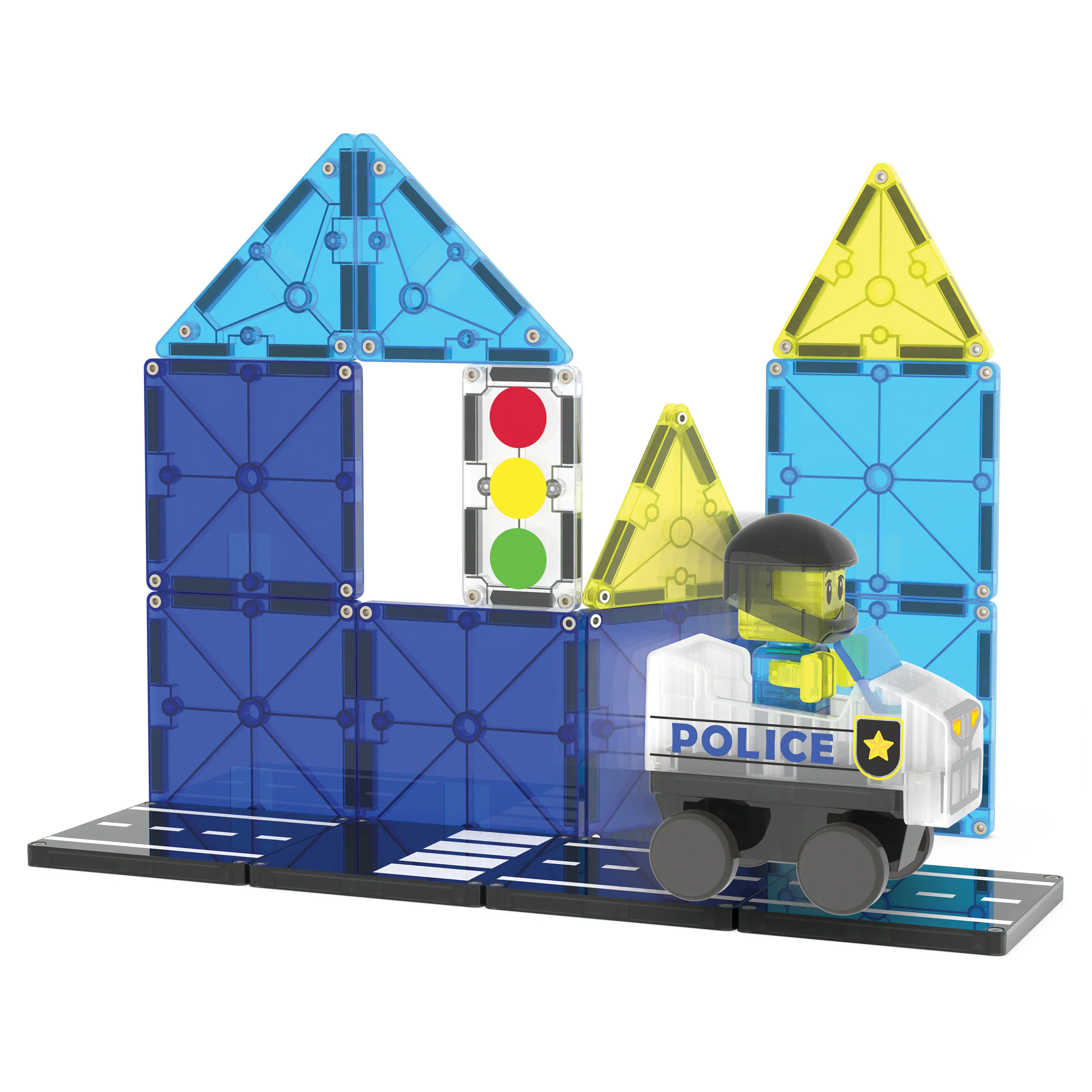 Alt View 1. Magna-Tiles - Police Patrol 20-Piece Magnetic Construction Set, THE ORIGINAL MAGNA-TILES.