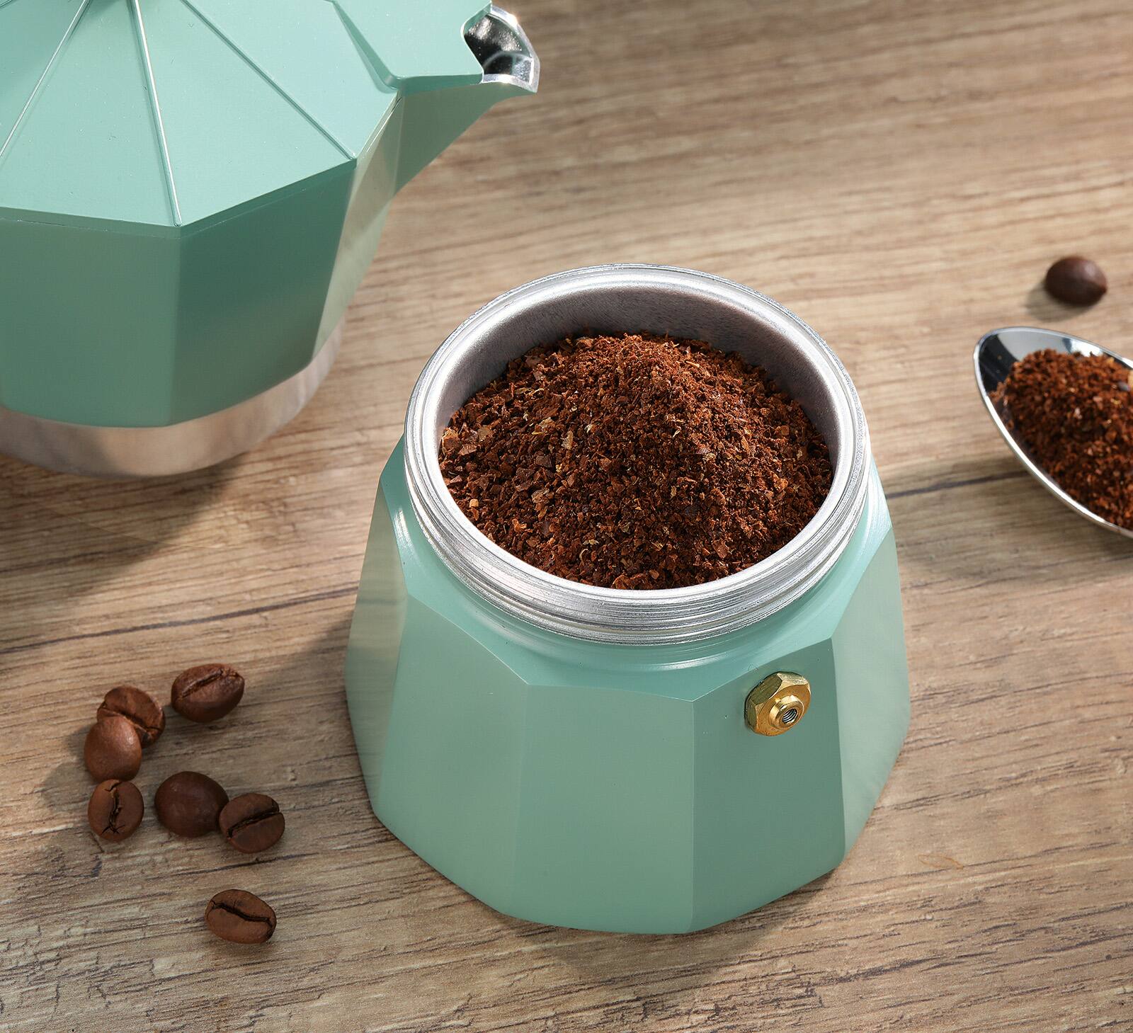 Alt View 1. Cilio - Legno Stovetop Espresso Maker, Mint, 15-Ounce - Mint.