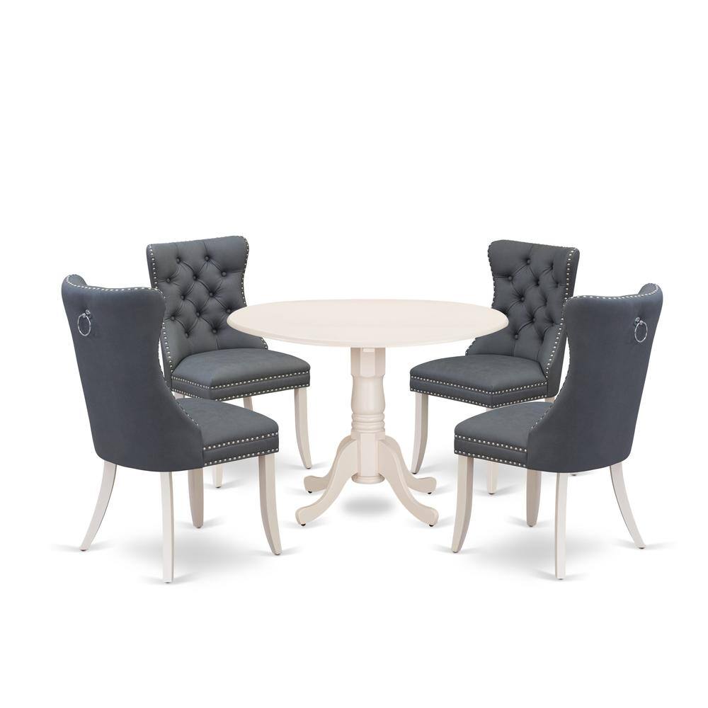 Front. East West Furniture - 5 Piece Kitchen Table Set - White.