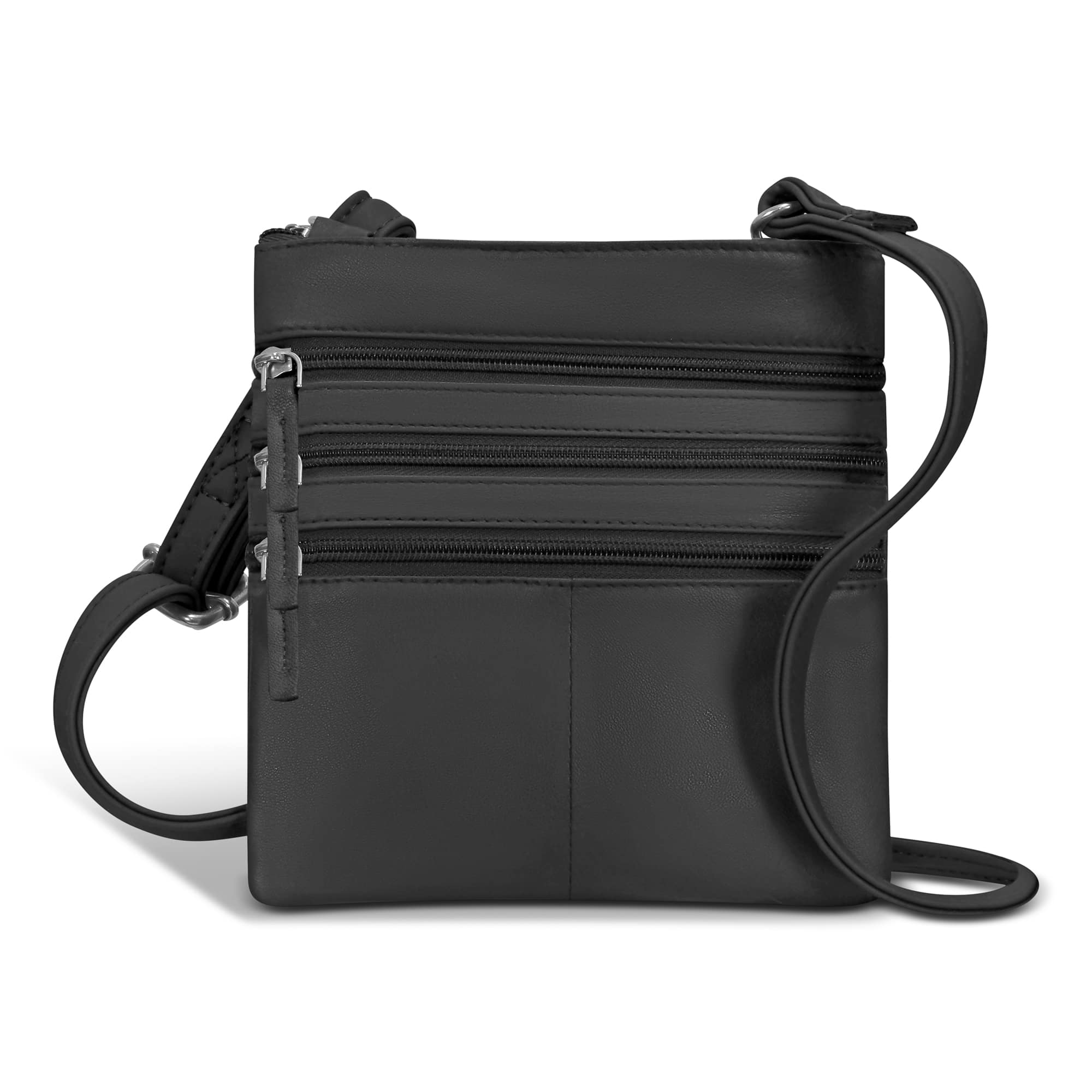 Front. Champs - Classic Leather Cross-Body Bag - Black.