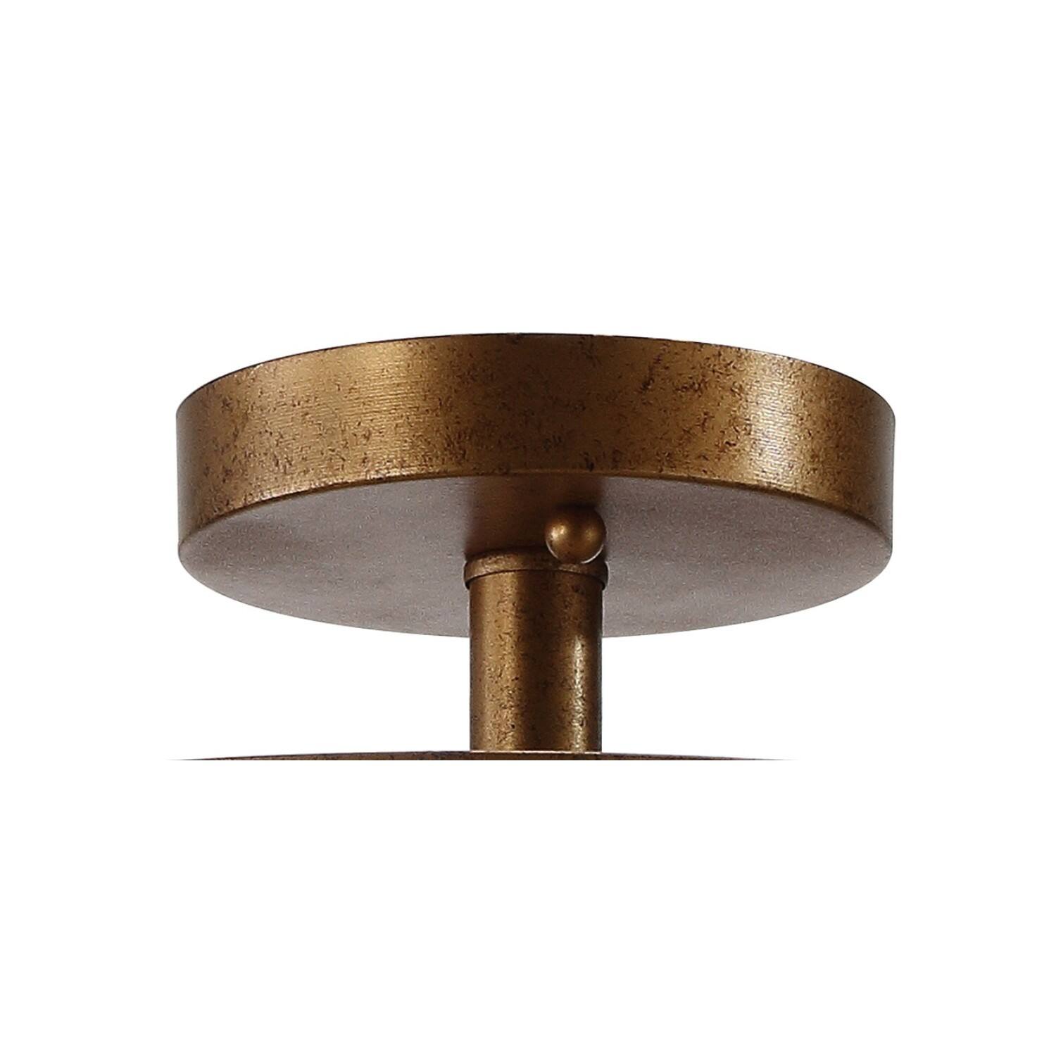 Alt View 4. Jonathan Y - Georgian 15" Stone/Metal LED Flush Mount, Antique Gold / White - Antique Gold.