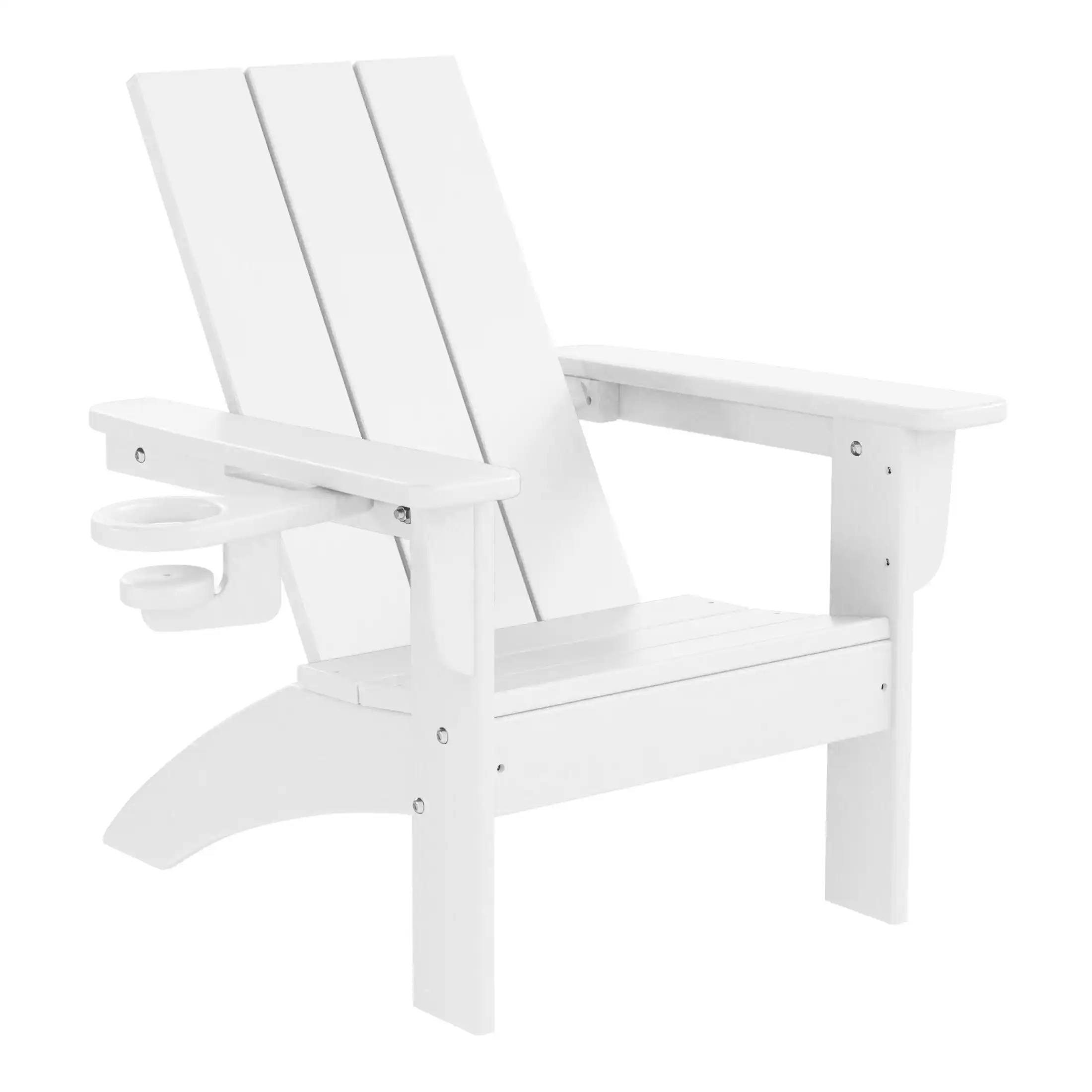 Left. WestinTrends - WestinTrends Ashore 3-Piece Kids HDPE Modern Adirondack Chairs Set with Square Side Table and Cup Holders - White.