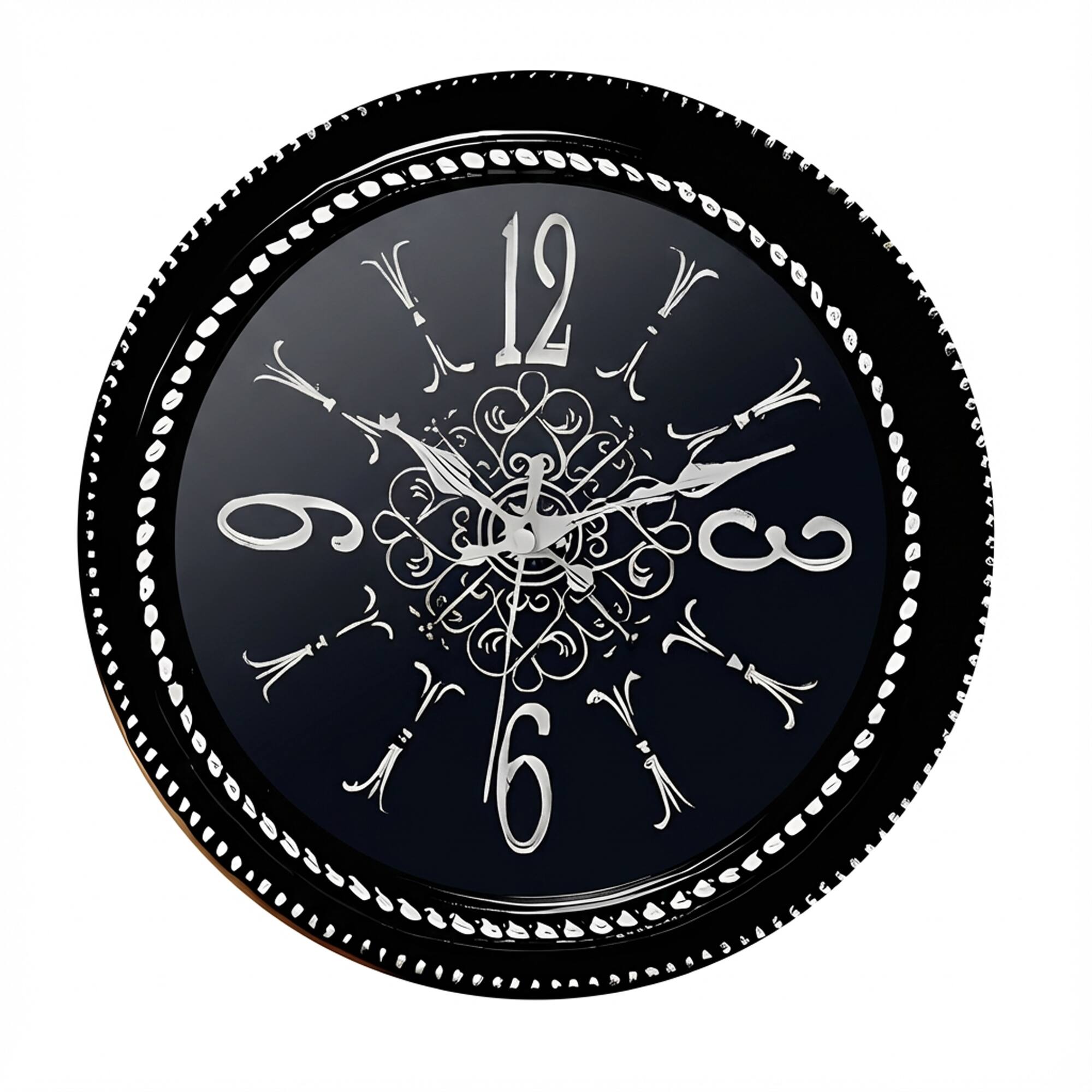 FC Design - 10"H Metallic Silver on Black Vintage Circle Wall Clock - Multicolor