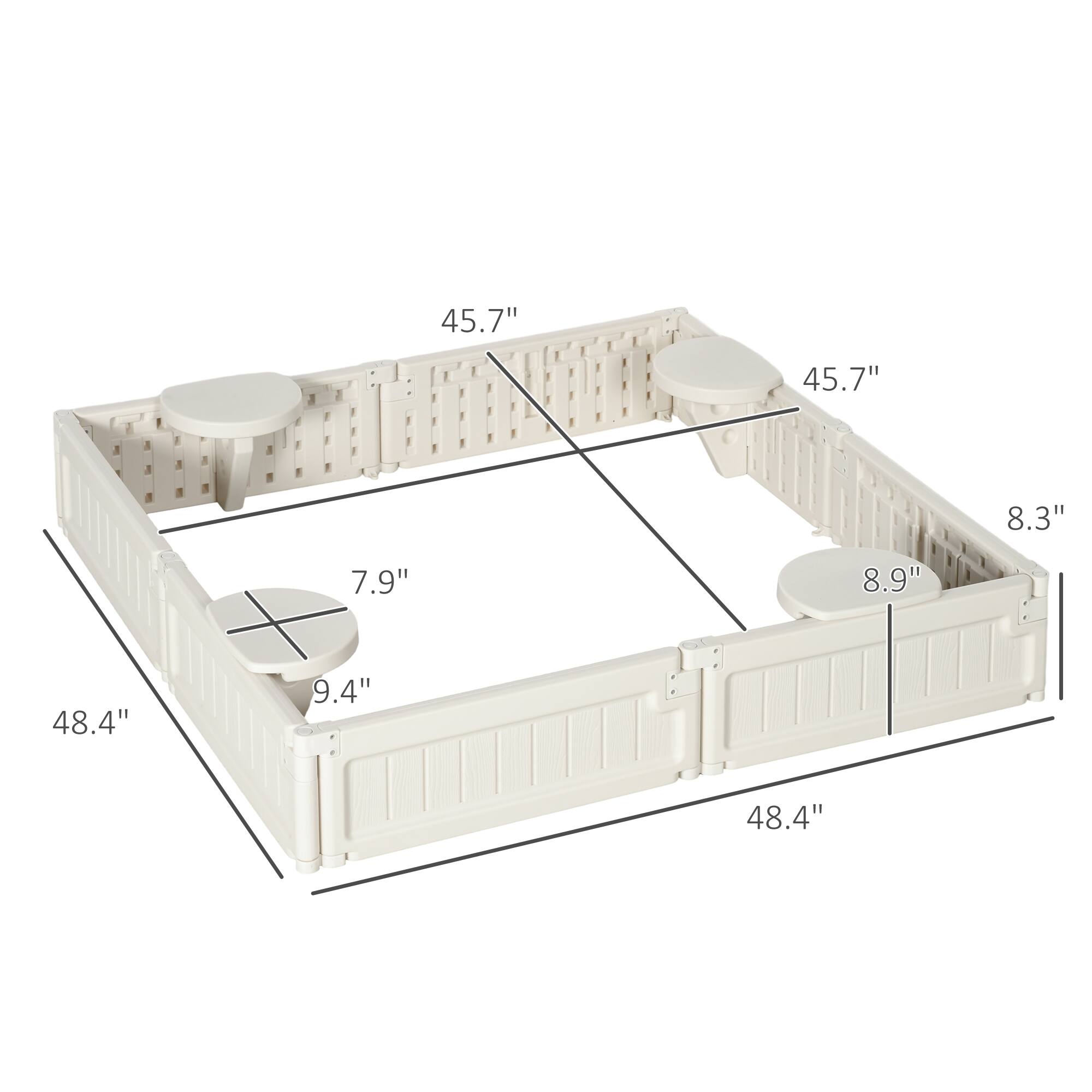 45.7"  
45.7"  
8.3"  
7.9"  
8.9"  
48.4"  
9.4"  
48.4"