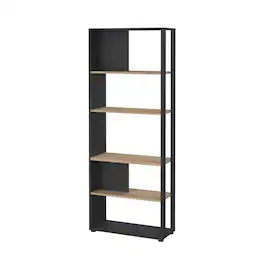 Tvilum - Sign 5 Shelf Bookcase Room Divider, Matte Grey/Jackson Hickory - Gray