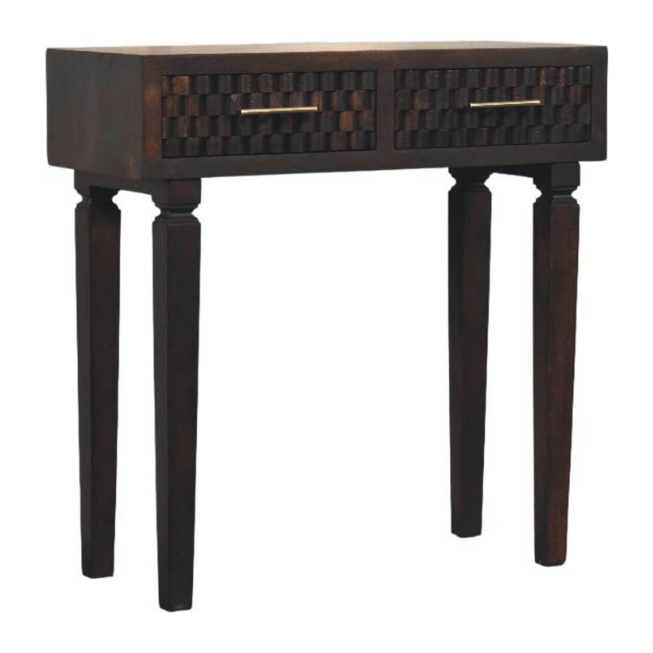 Angle. Artisan Furniture - Artisan Furniture Cadiz Carved Slim Console, 2 Drawers - Brown.