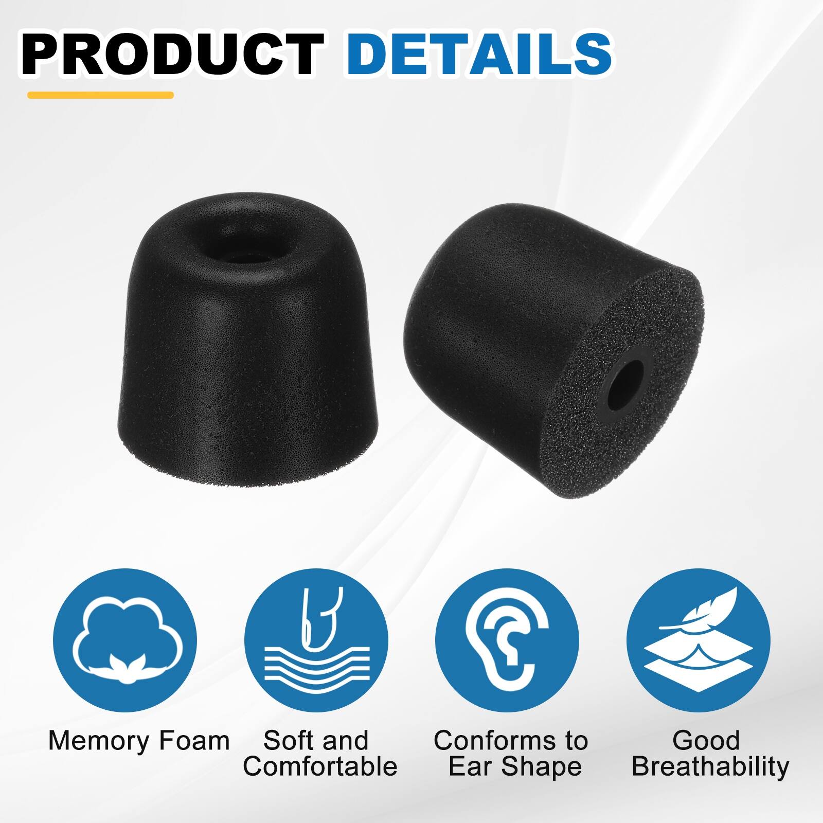 PRODUCT DETAILS

- Memory Foam
- Soft and Comfortable
- Conforms to Ear Shape
- Good Breathability