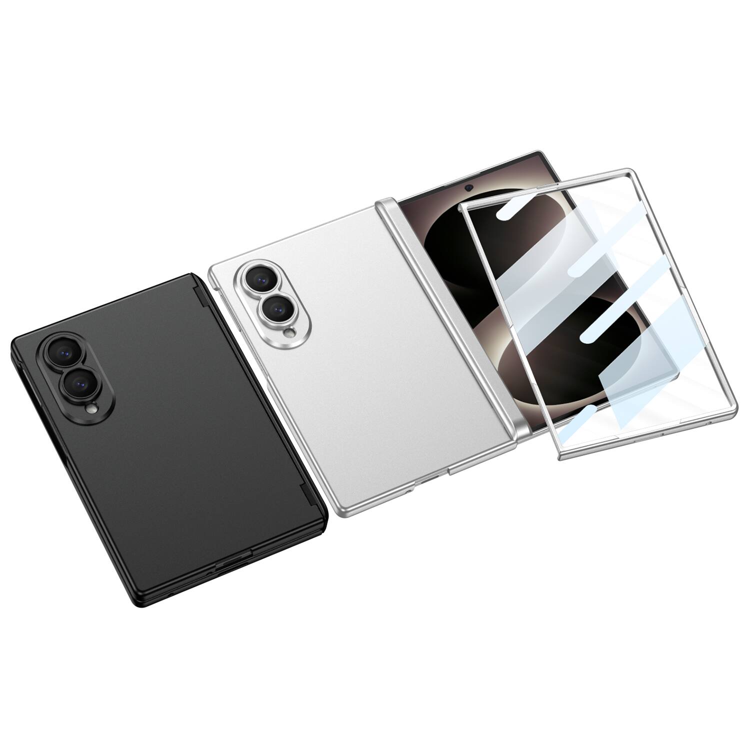 Alt View 4. Dteck - Shockproof Case for Samsung Galaxy Z Fold8 Built in Screen Film, Rigid Plastic Protective Cover with Full Hinge Defense - Gray.