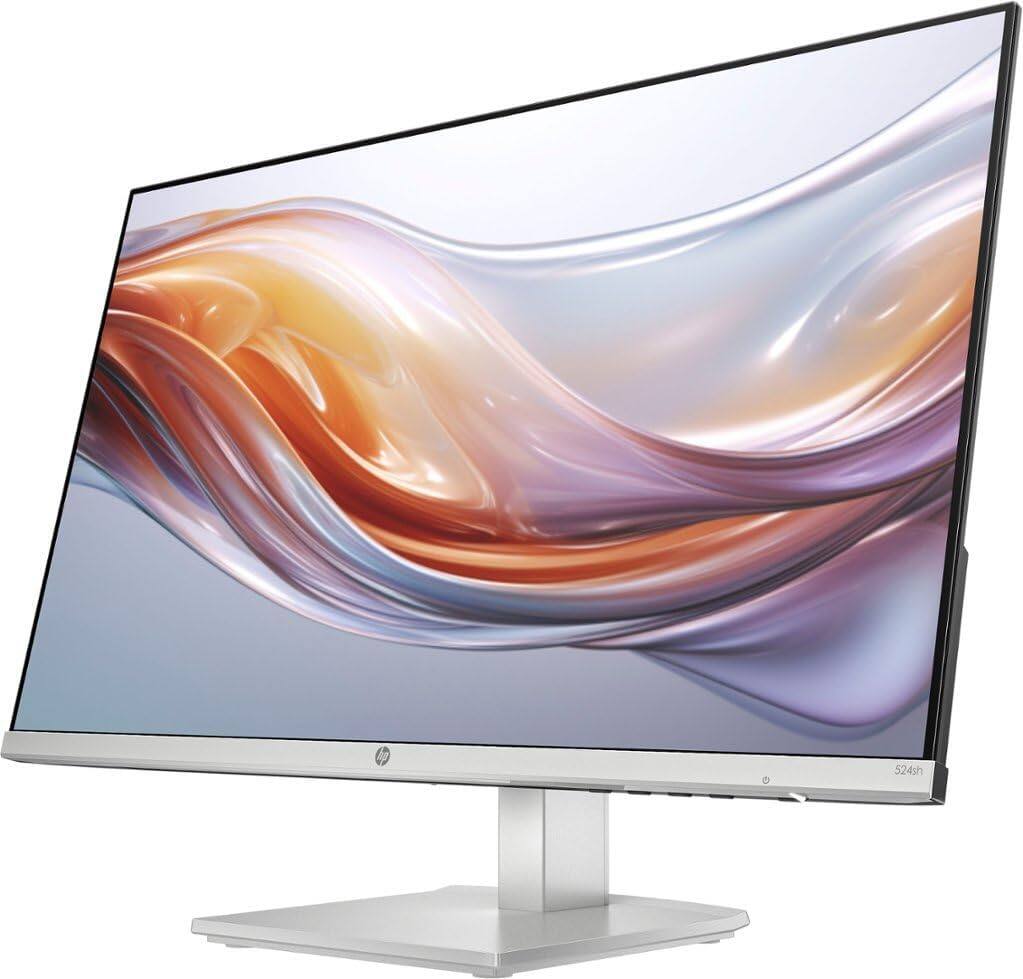 Left. HP - HP Series 5 24'' FHD IPS Monitor with 5ms Response Time, Anti-Glare, Flicker Free, HDMI & DKZ Hub, Black/Silver 2 Pack - Black/Silver.