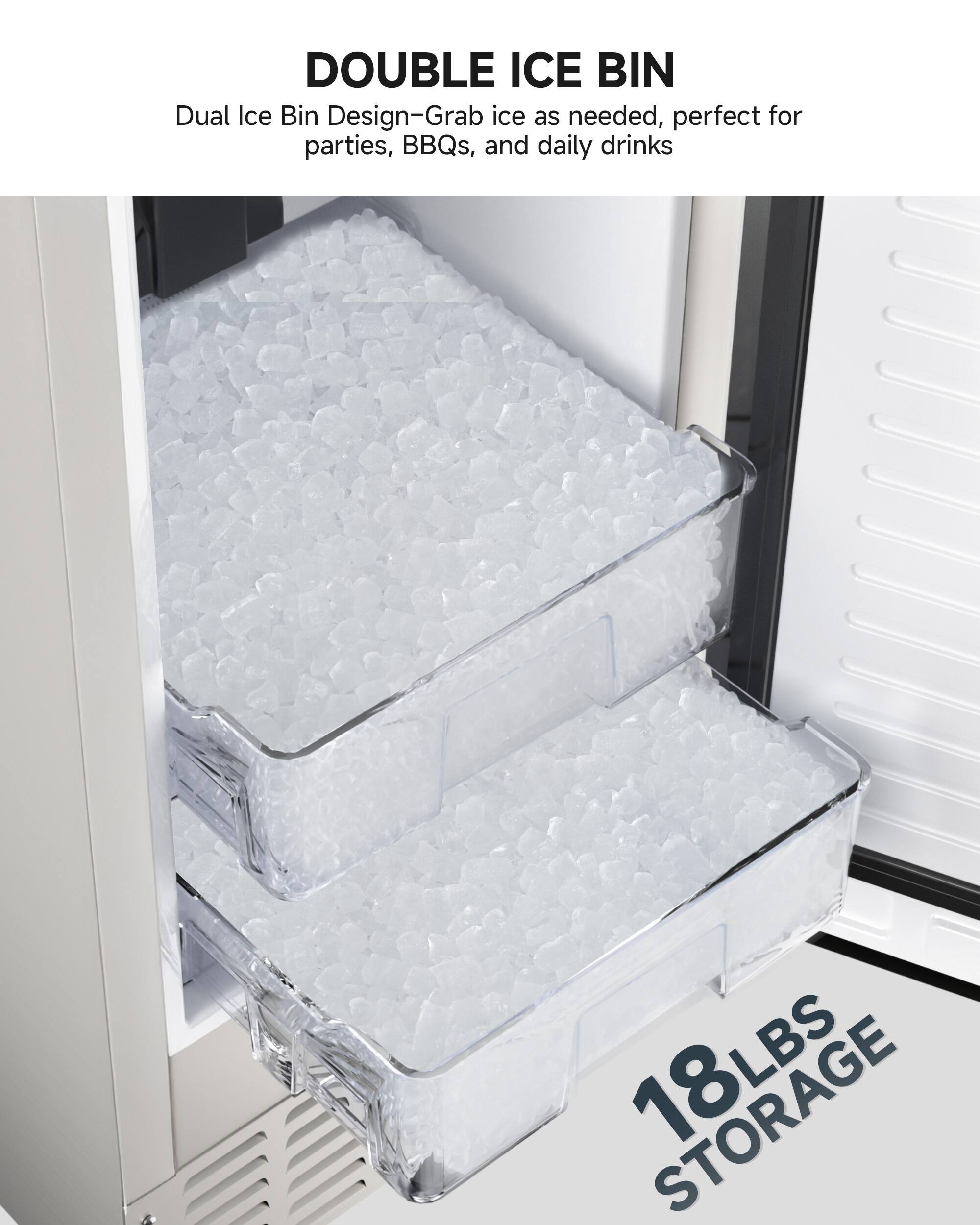 SIMZLIFE 66Lbs/Day Under Counter Nugget Ice Maker Self Cleaning