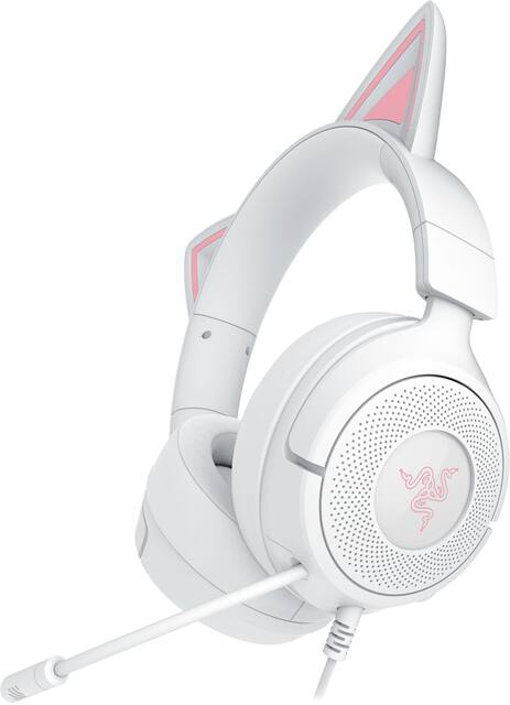 Razer - Kraken Kitty V3 X Wired Over-the-Ear Gaming Headset for PC, Mac, PlayStation, Nintendo Switch, Steam Deck, Mobile - White