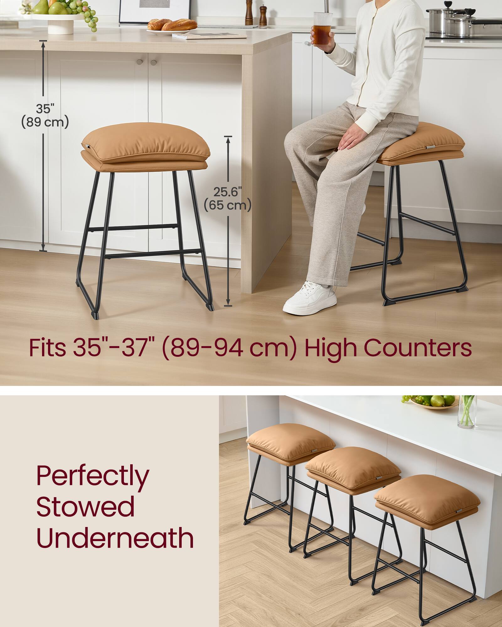35" (89 cm)  
25.6" (65 cm)  
Fits 35"-37" (89-94 cm) High Counters  
Perfectly Stowed Underneath