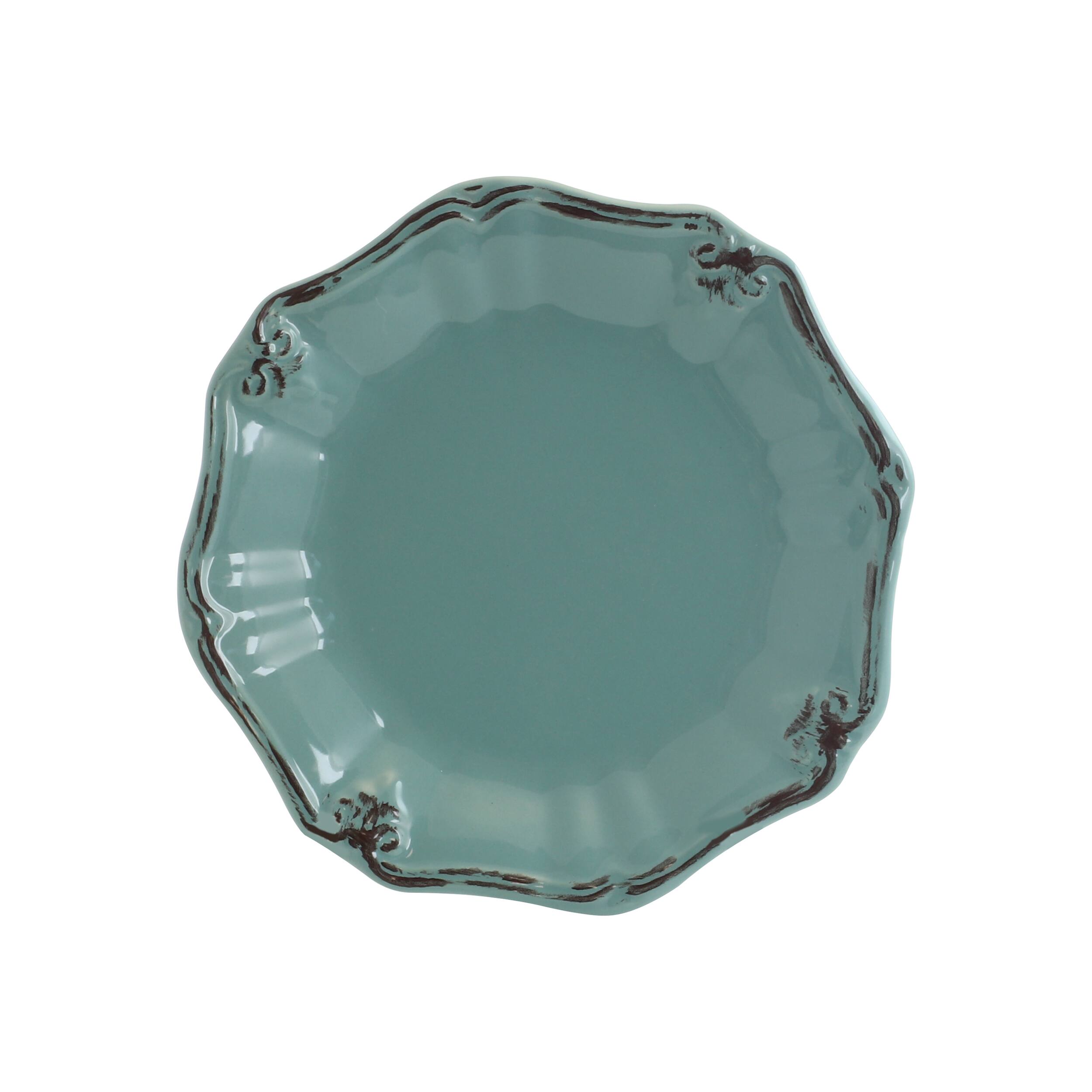 Alt View 4. Elama - Elama Fleur De Lys 20-Piece Dinnerware Set in Turquoise - Turquoise.