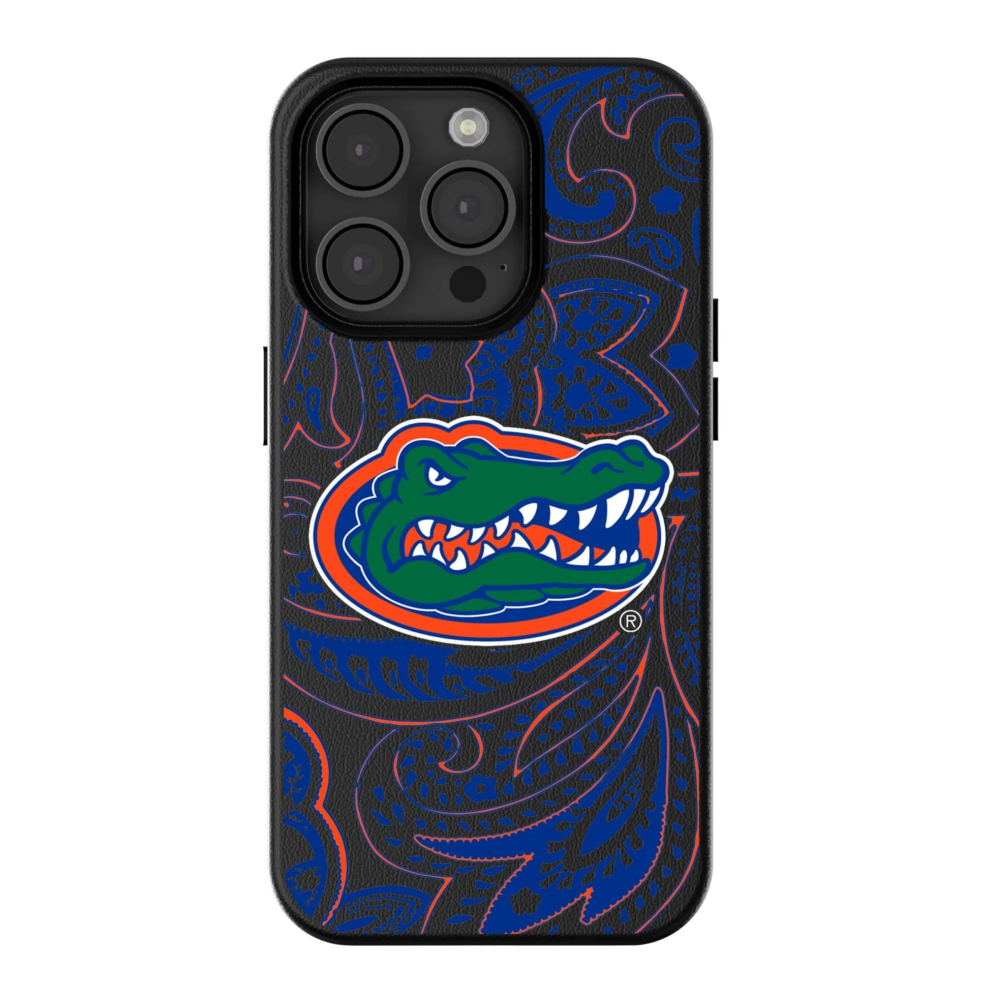 Front. Keyscaper - Florida Gators Paisley iPhone Magnetic Bump Case - 16 Pro Max - Black.