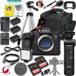Bundle - a9 III Mirrorless Camera + Sony GP-VPT3 Wireless Shooting Grip + 256 GB Memory Card+ 2pc Extra Battery + More (27pc - Black