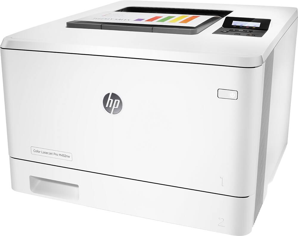 Left. HP - LaserJet Pro m452nw Color Printer - White.