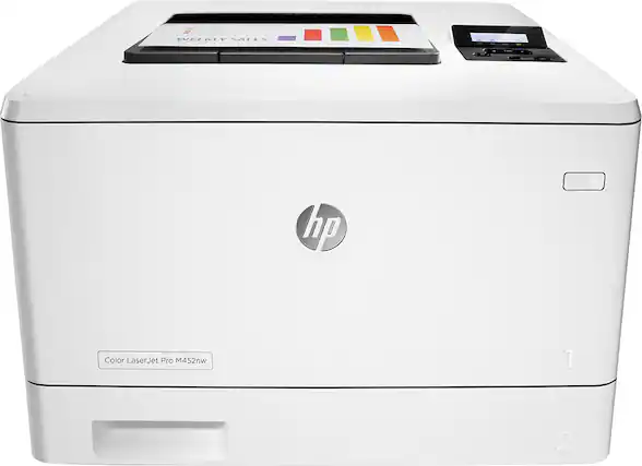 Front. HP - LaserJet Pro m452dw Color Printer - White.