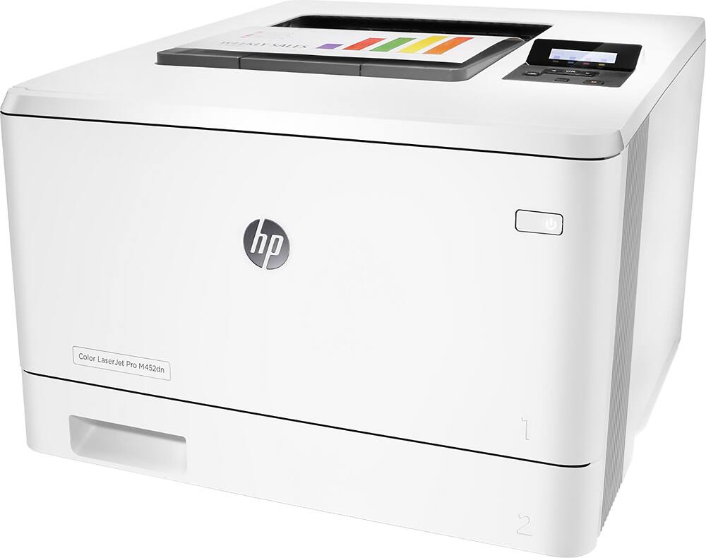 Left. HP - LaserJet Pro m452dn Color Printer - White.