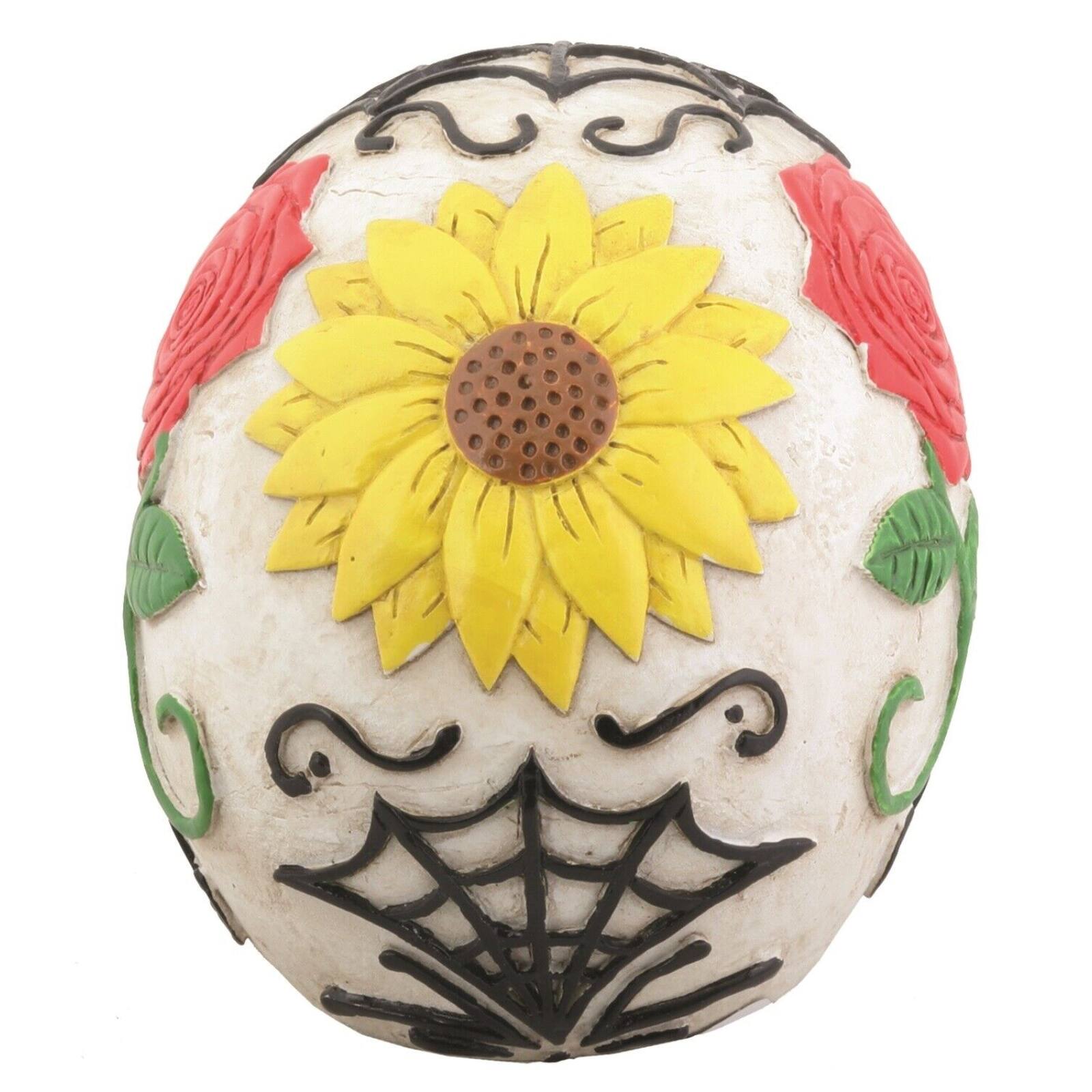 Angle. Pacific Trading - Day of the Dead Tattoo Sugar Skull Head Display Decoration Figurine 3.5 inch.