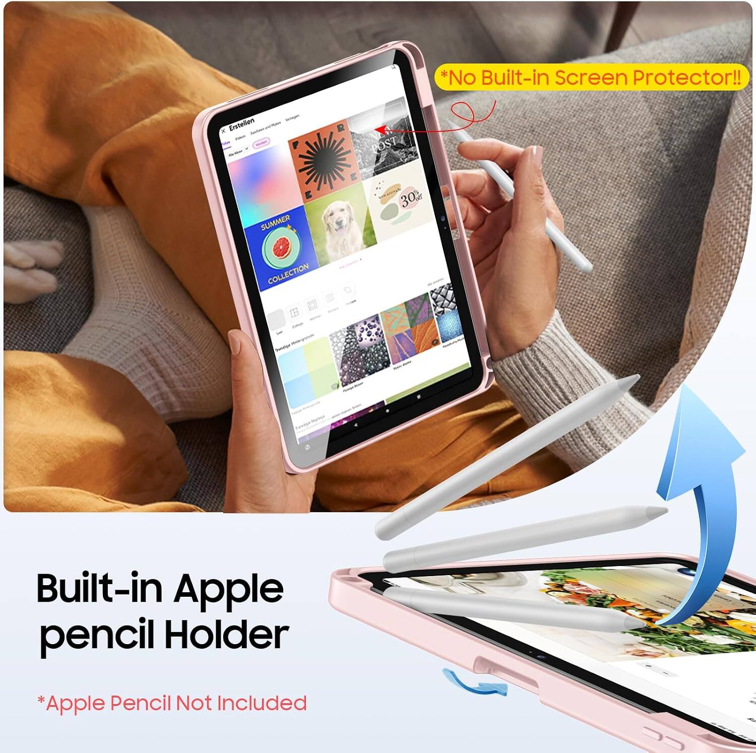 *No Built-in Screen Protector!!  
Enstellon OST E SUMMER 30g COLLECTION Built-in Apple pencil Holder  
*Apple Pencil Not Included