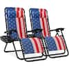 Front. Best Choice Products - Best Choice Products Set of 2 Zero Gravity Lounge Chair Recliners for Patio, Pool w/ Cup Holder Tray - American Flag - American Flag.
