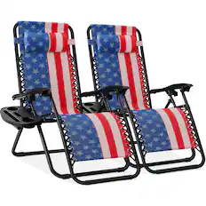 Front. Best Choice Products - Best Choice Products Set of 2 Zero Gravity Lounge Chair Recliners for Patio, Pool w/ Cup Holder Tray - Patriot Edition - Patriot Edition.