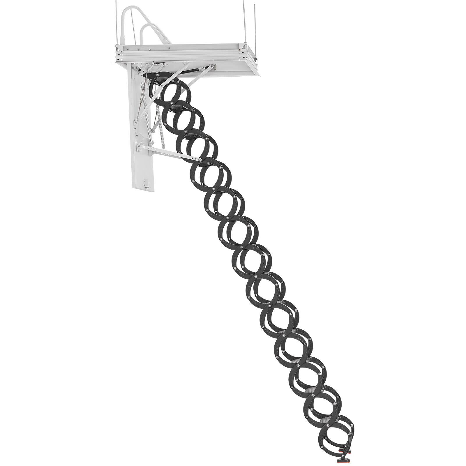 Alt View 5. VEVOR - Attic Ladder, 660LBS/299.4KG Capacity, Fits 10.5 to 11 ft Ceiling Height and 39.4 x 27.5 inch Opening Size, Alloy Steel - Black.