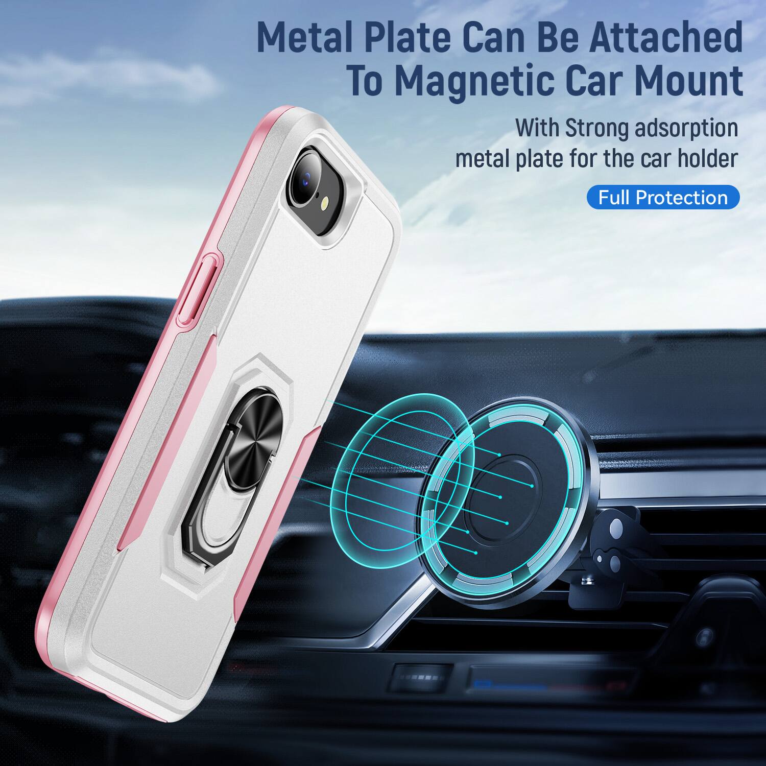 Metal Plate Can Be Attached To Magnetic Car Mount

With Strong adsorption metal plate for the car holder

Full Protection