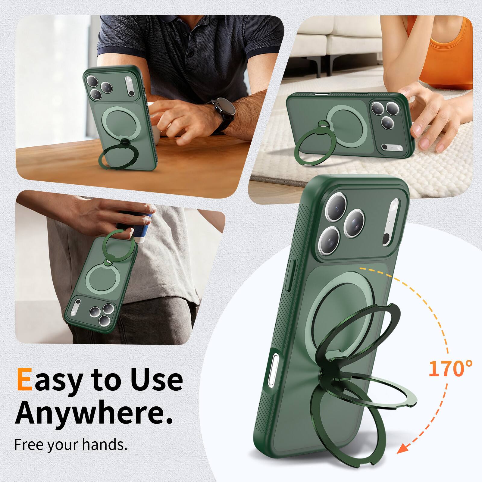 Easy to Use Anywhere.  
Free your hands.  
170°