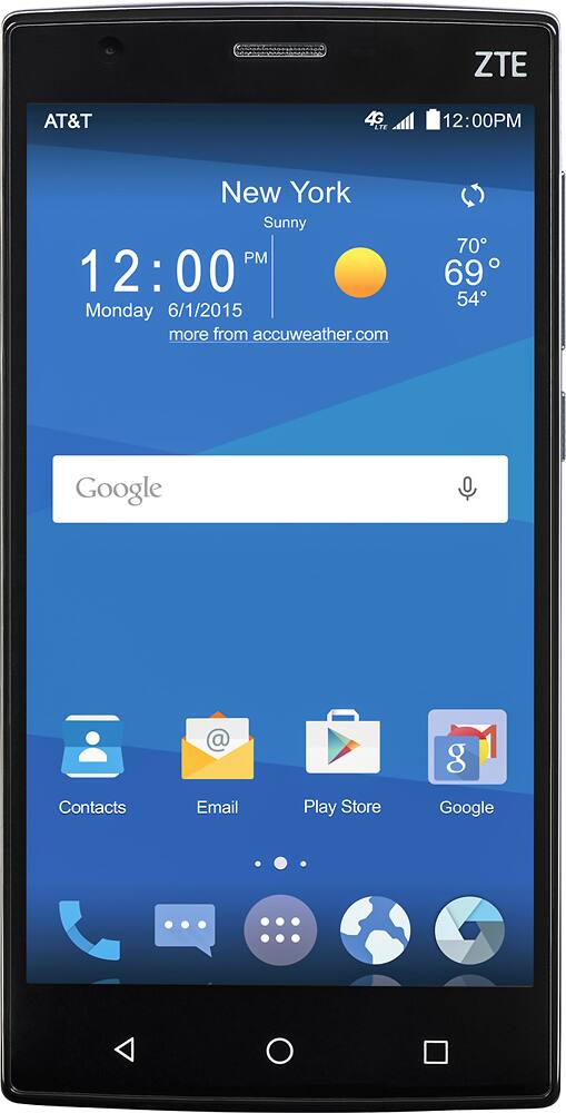 Front. AT&T Prepaid - ZTE Zmax 2 4G LTE with 16GB Memory Prepaid Cell Phone - Black.