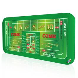 GSE Games & Sports Expert - 70" x 35" Casino Craps Tabletop Layout Mat with Carrying Bag, Non-Slip Rubber Layout Mat