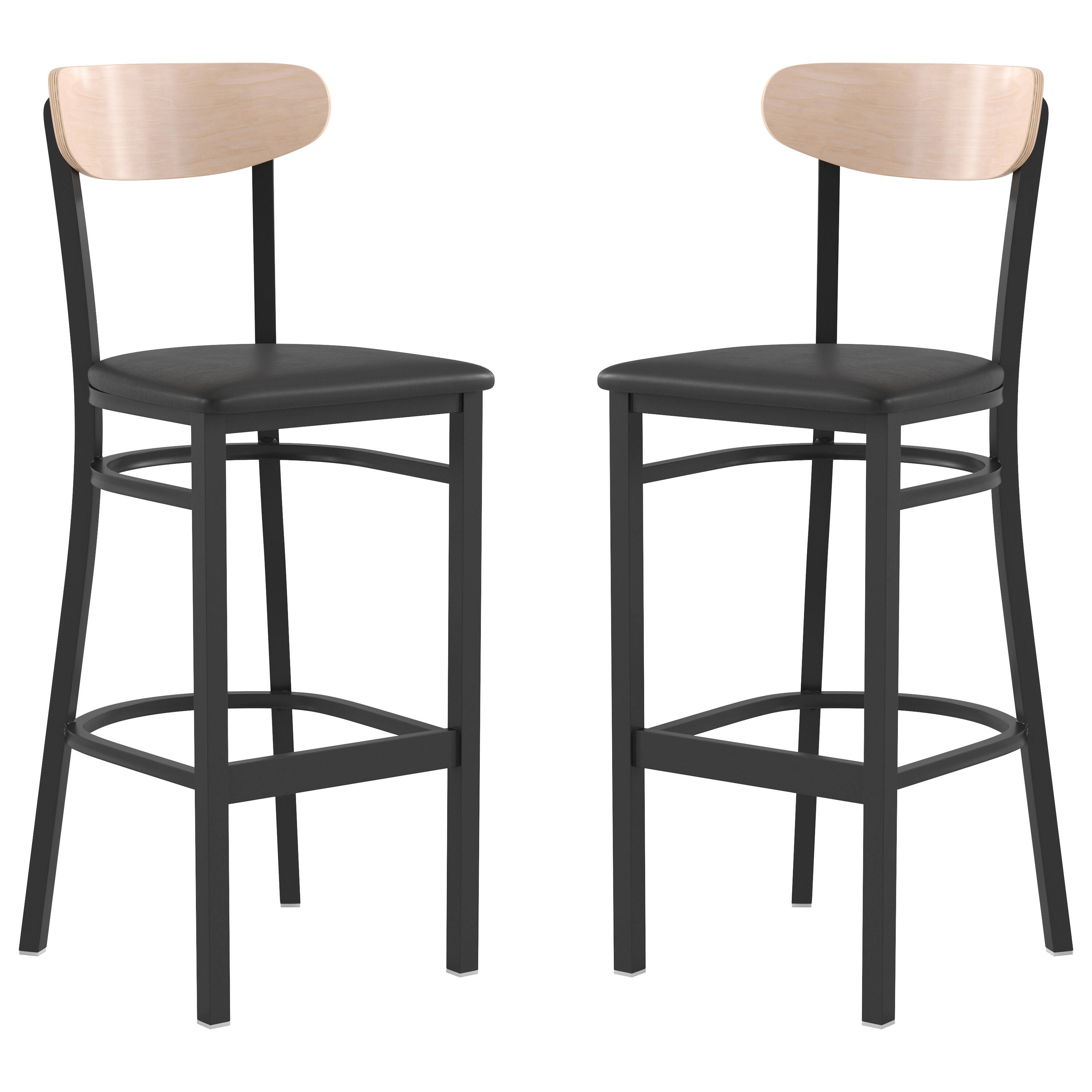 Natural Birch Wood Back/Black Vinyl Seat