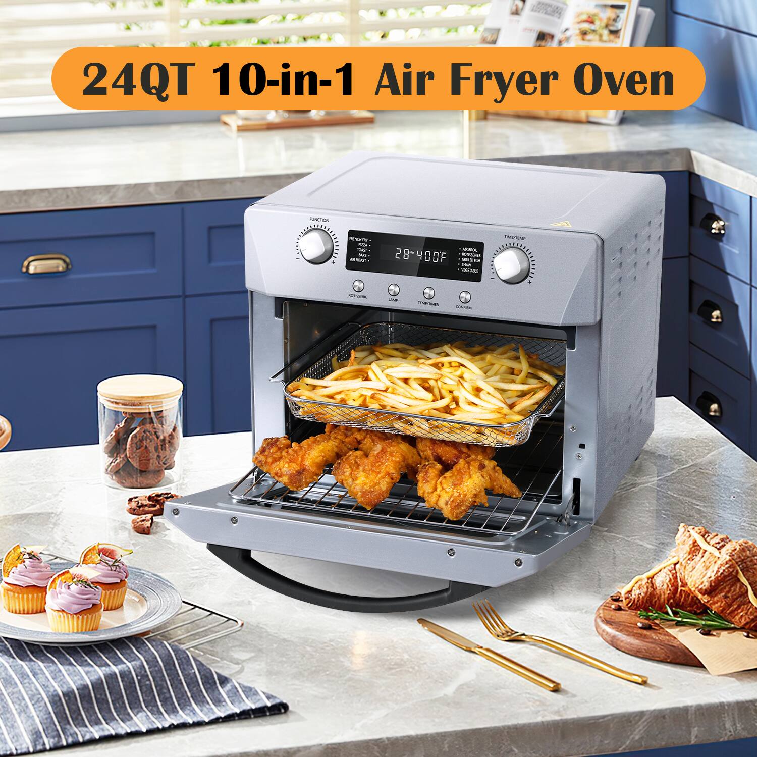 24QT 10-in-1 Air Fryer Oven

28-400F