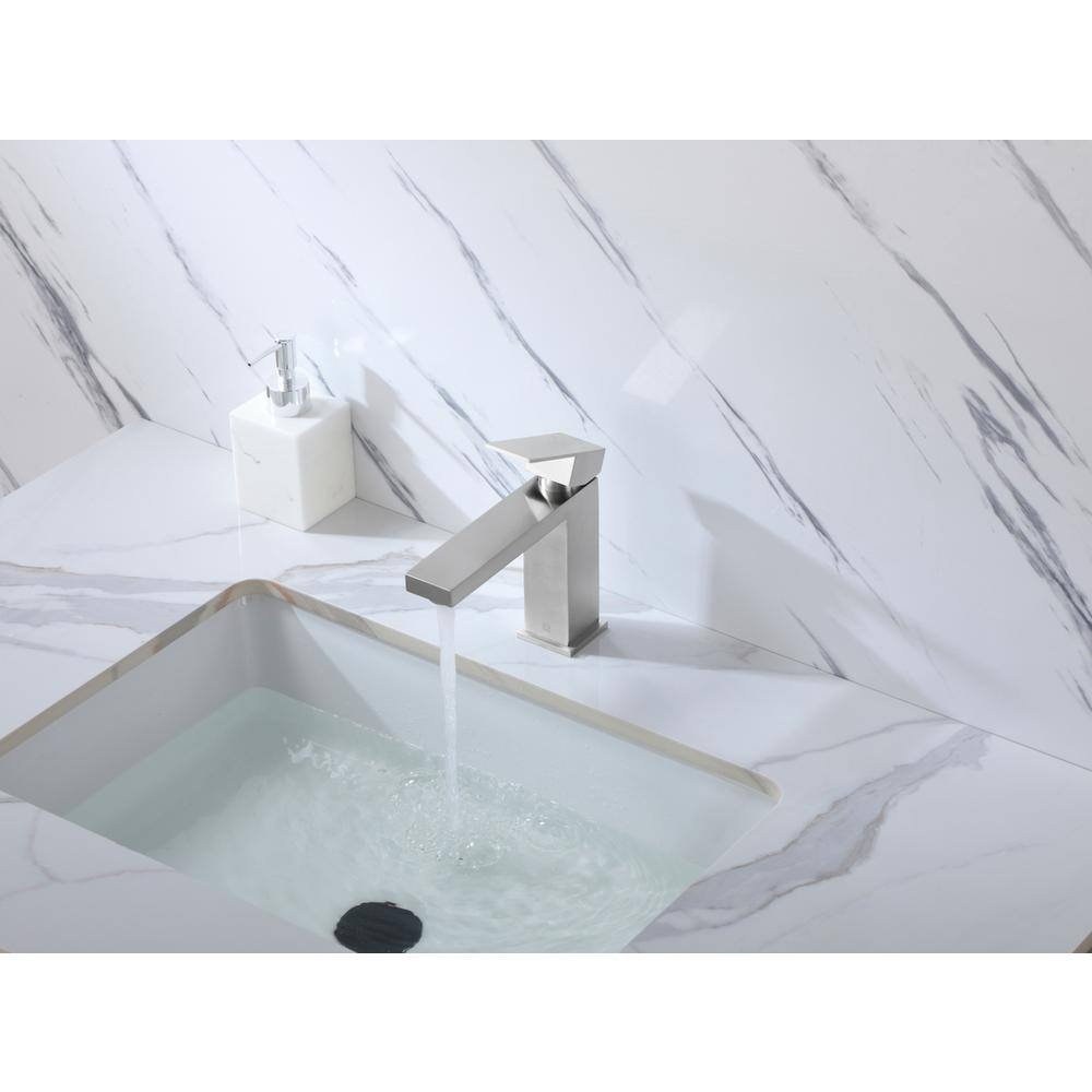 Alt View 7. Elegant Kitchen and Bath - Jakob Single Hole Single Handle Bathroom Faucet in Brushed Nickel - Brushed Nickel.