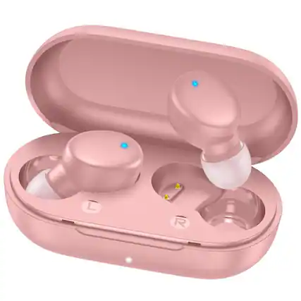 Front. Luckbyte - Mini Wireless Earbuds Bluetooth 5. 3 In Ear Headphones with Charging Case, 60H Playtime, Pink.