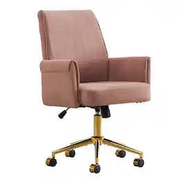 Forest'nSky - Mid-Back Liftable Office Chair, Ergonomic Striped Fabric Desk Chair for Work & Study - Light Pink