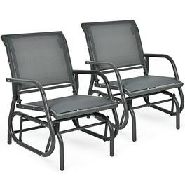 Gymax - 2PCS Patio Swing Glider Chair Single Rocking Chair Yard Outdoor Grey - Gray