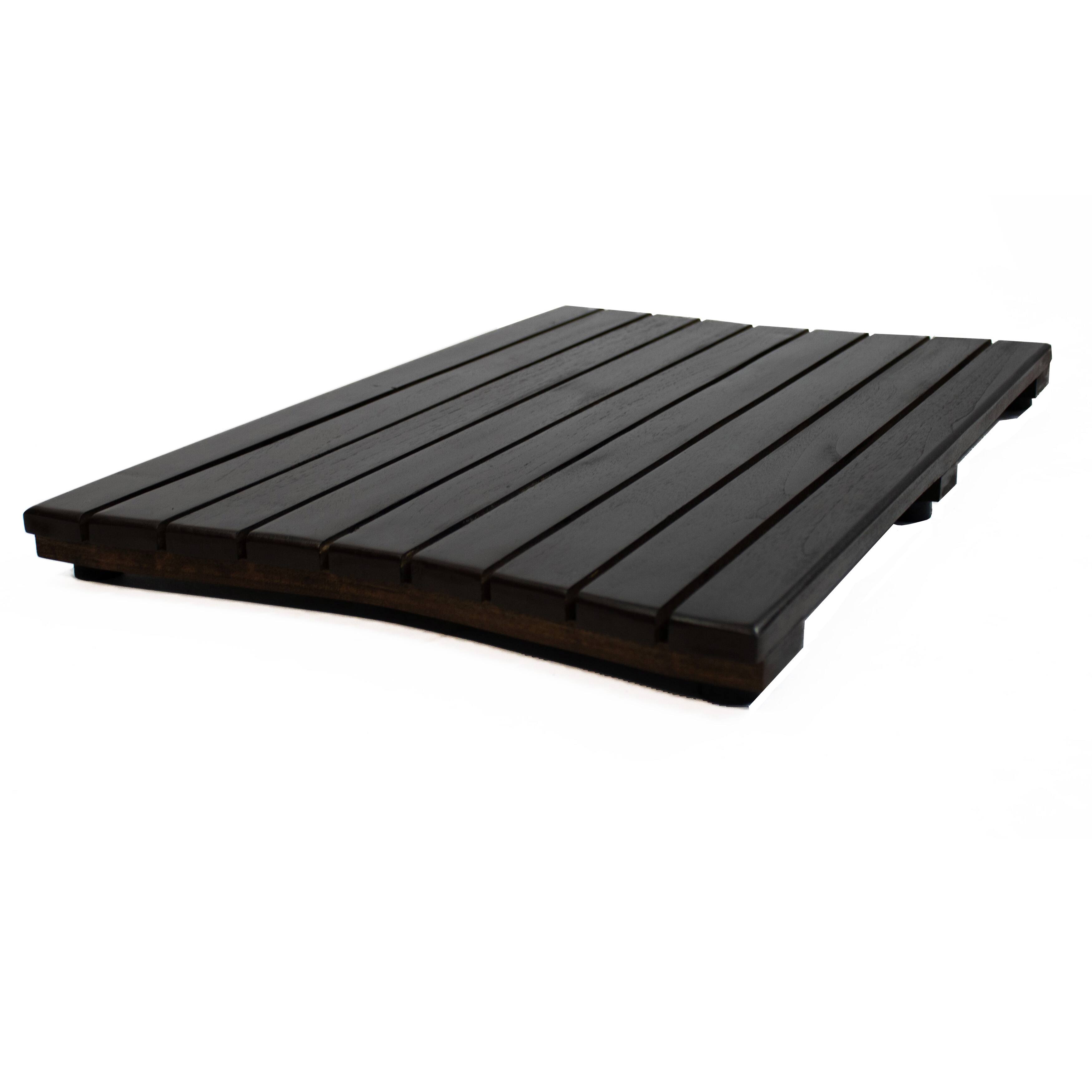 Left. DecoTeak - DecoTeak® Eleganto® 23”W Teak Floor Mat in a Woodland Brown Finish - Woodland Brown.