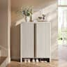 ModernMate - 20 Pairs Fluted Shoe Cabinet with Adjustable Shelves, Arch Profile Shoes Organizer Cabinet with Solid Metal Handle - White Alder