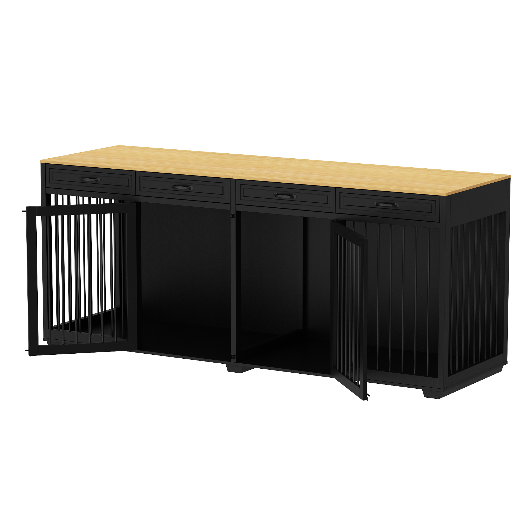 Back. FUFU&GAGA - Furniture-Style Multi-Dog Crate with Storage - Convertible Pet House & Decor for Living Room.