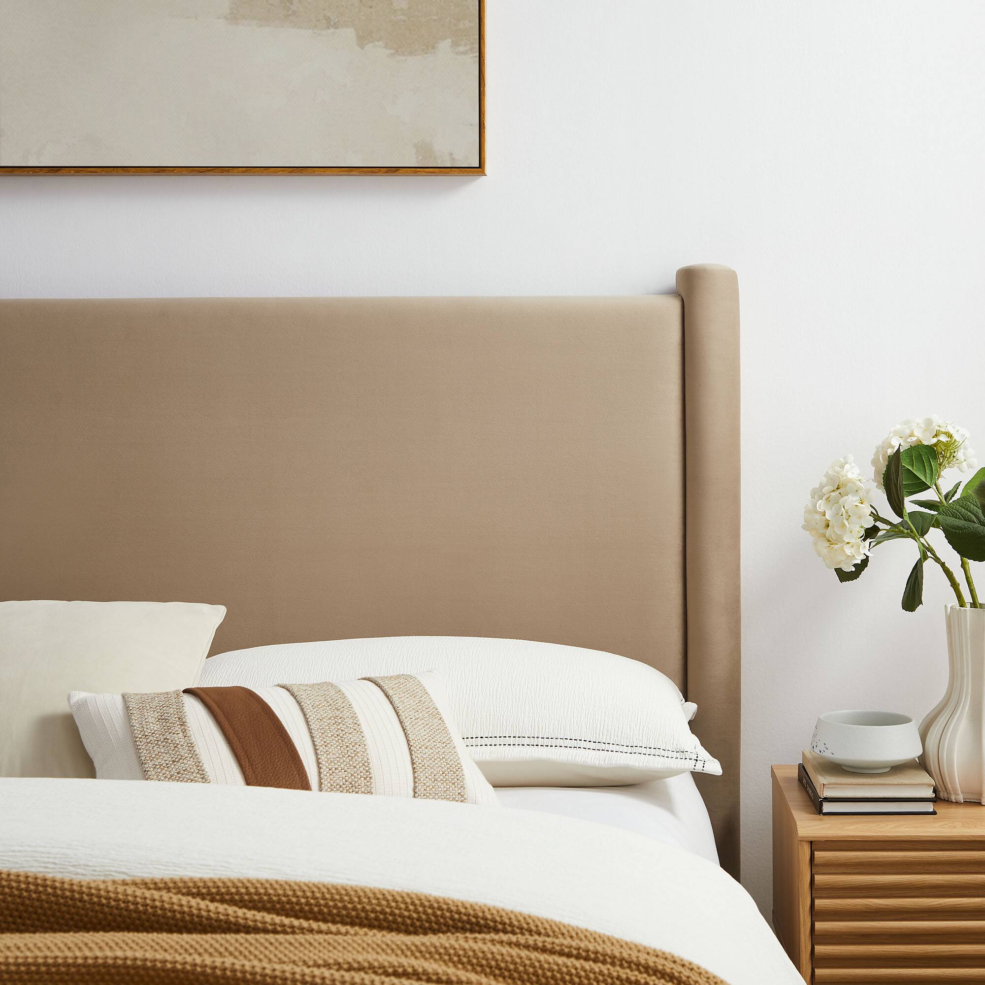 Alt View 3. Modway - Rael Performance Velvet Full Headboard by Modway - Oatmeal.